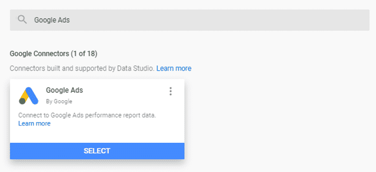 Google Ads importing to Google Data Studio