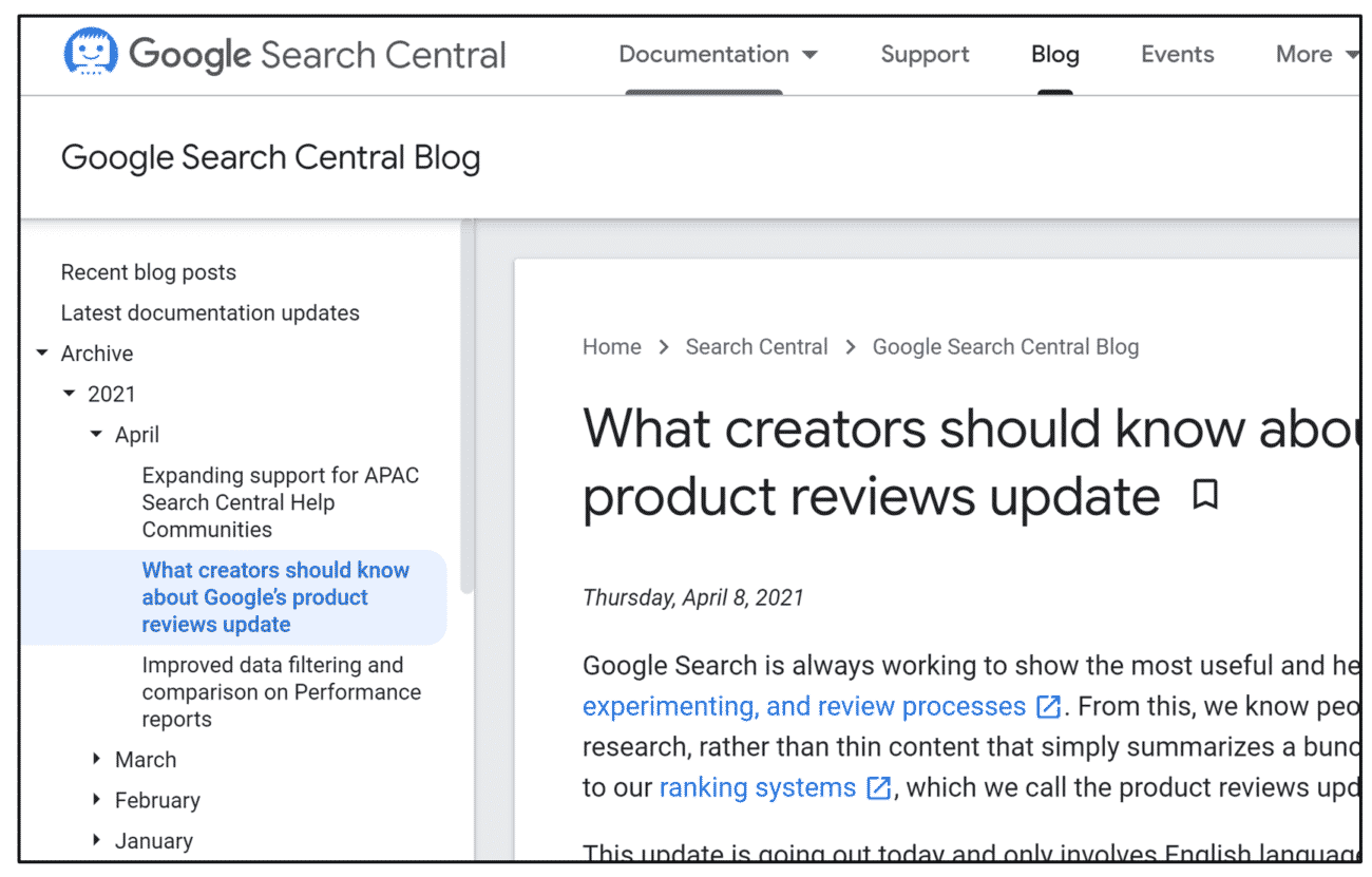 Google’s Product Review Update, April 2021