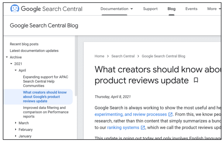 Google’s Product Review Update, April 2021